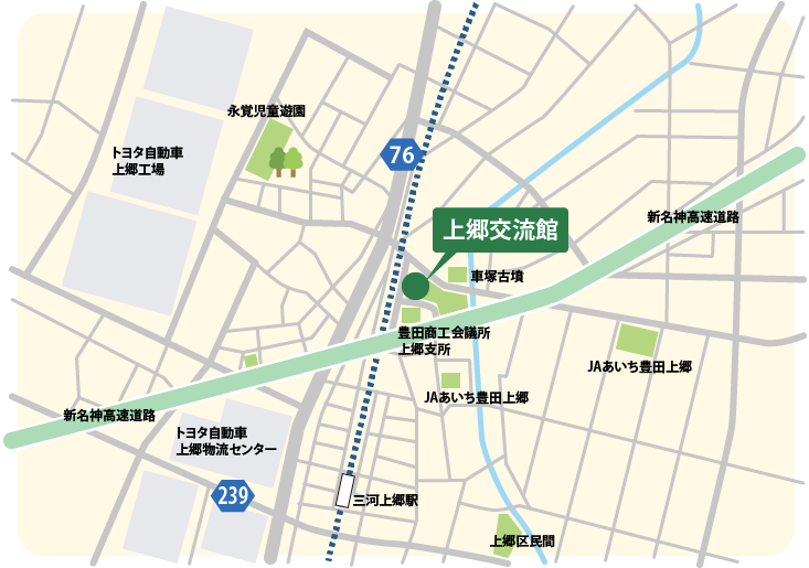 上郷クラス教室周辺地図　上郷交流館の場所