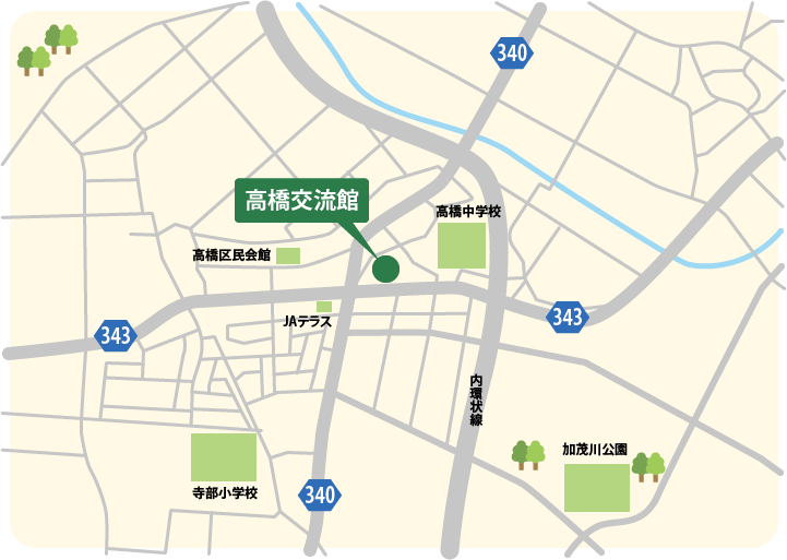 高橋クラス教室周辺地図　高橋交流館の場所