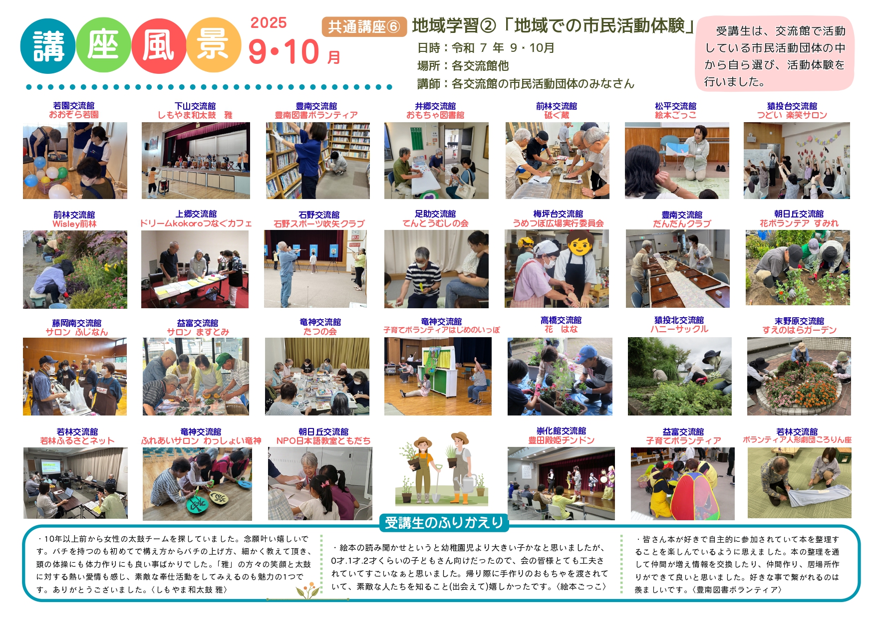 9・10月の講座風景（共通講座・地域学習②）